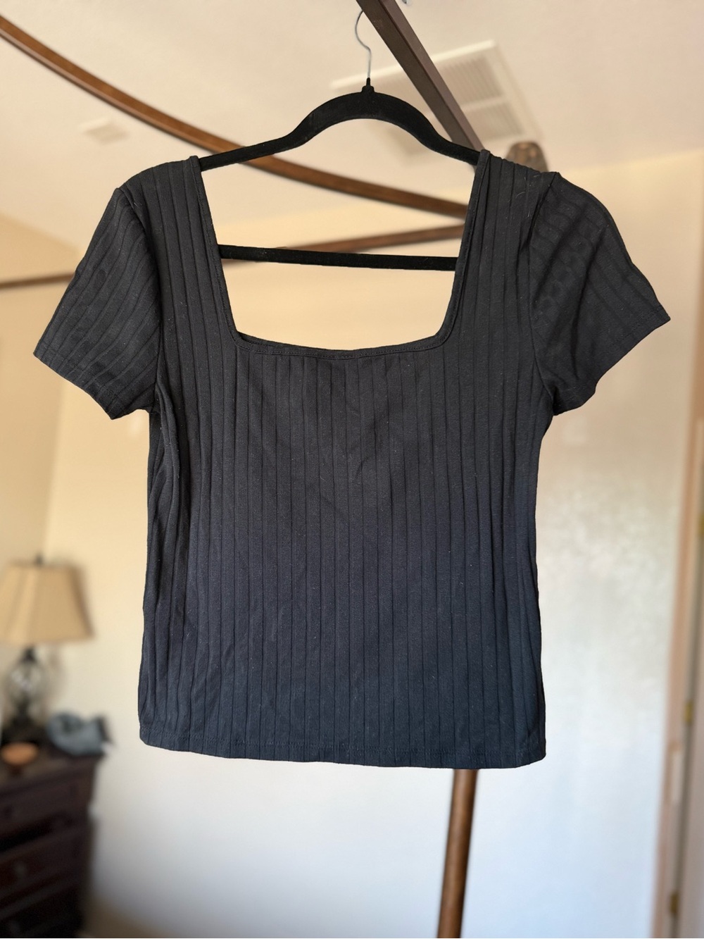 Abound Square Neck Ribbed Button-Front Top - Picture 2 of 5